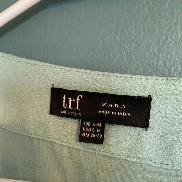 Zara TRF embroidered fringe teal short sleeve vest size s/m - Picture 4 of 8
